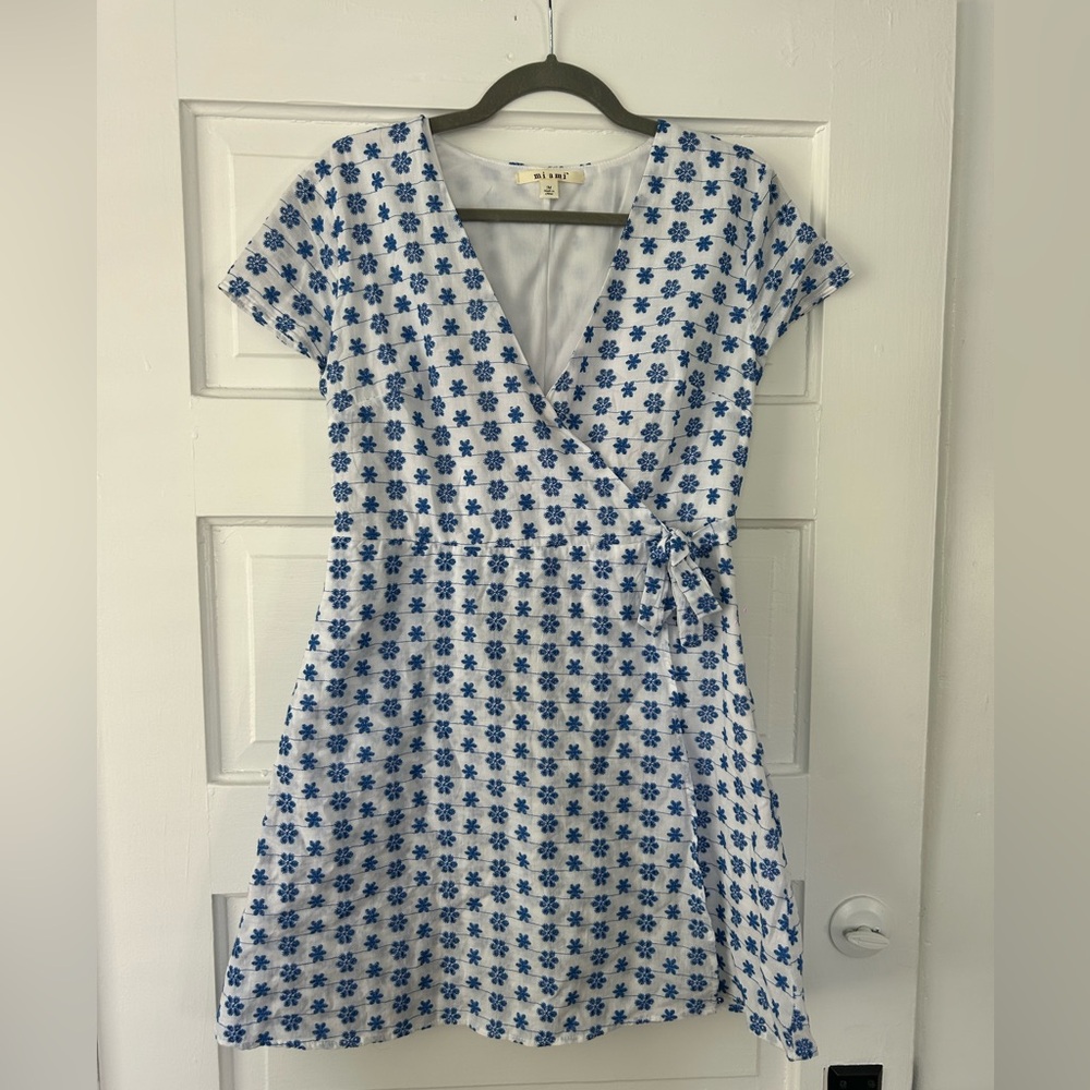 Blue Floral Wrap Dress